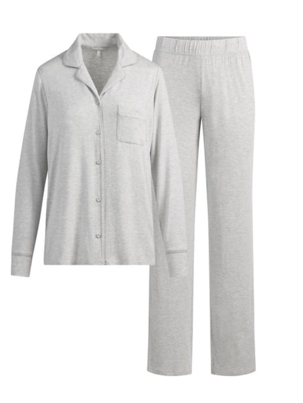 SKIMS Light Heather Grey Long-sleeve Sleep Set - Picture 3 of 5